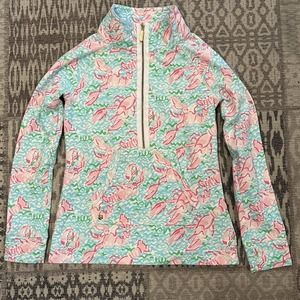 Lilly Pulitzer Lobster (Lobstah Roll print) Skipper Popover Size XS Quarter Zip